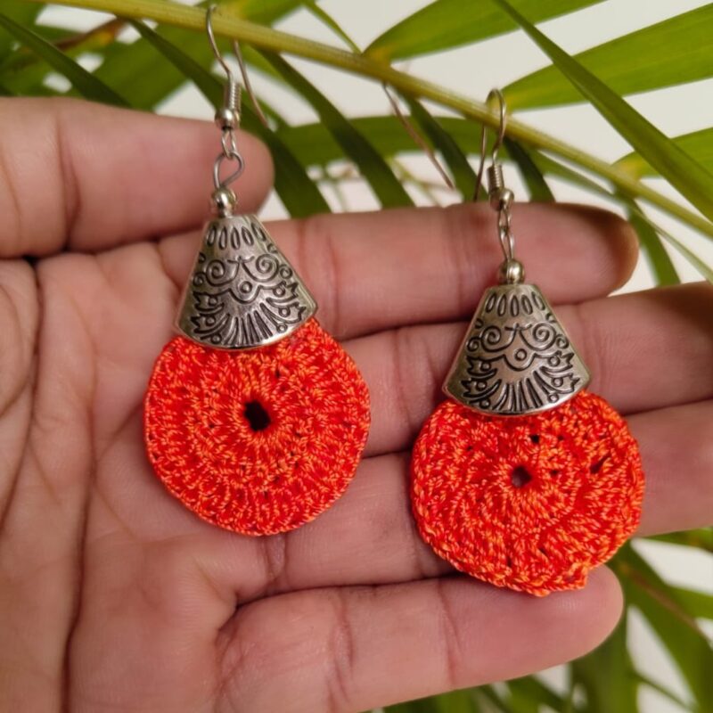 Orange Crochet Earrings