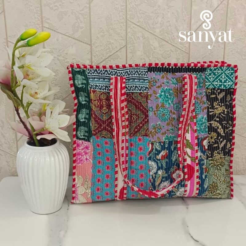 Quilted Tote Bag with patch work