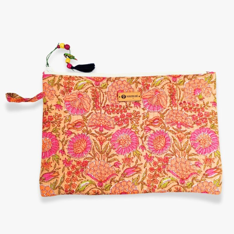 Quilted Laptop Sleeve – Floral Orange - Image 4
