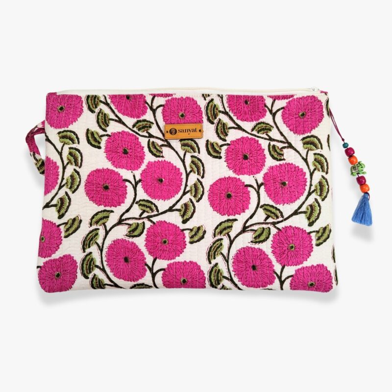 Quilted Laptop Sleeve - Floral Pink - Image 3