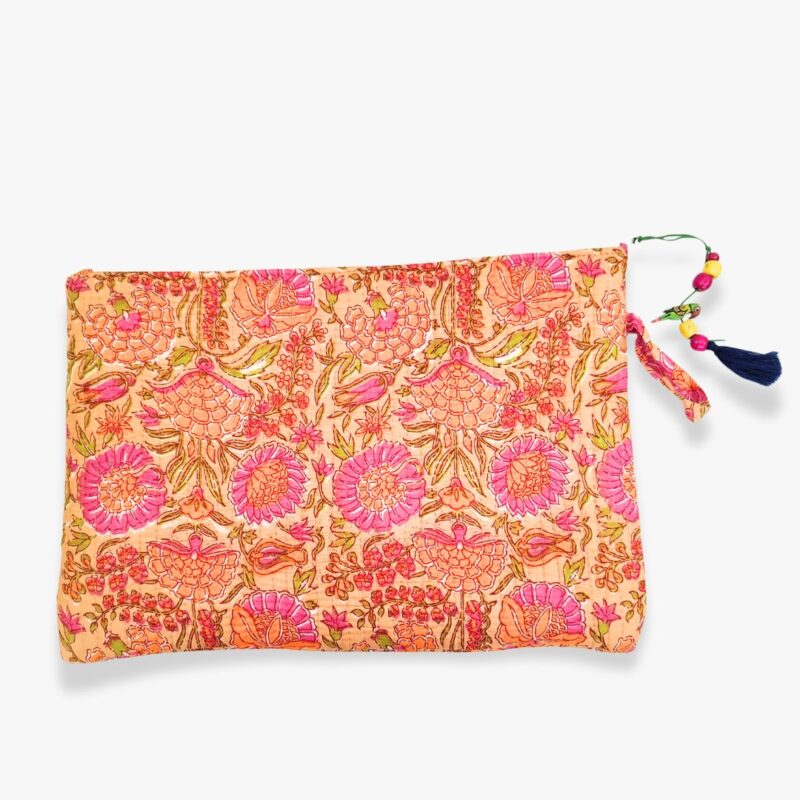 Quilted Laptop Sleeve – Floral Orange - Image 2