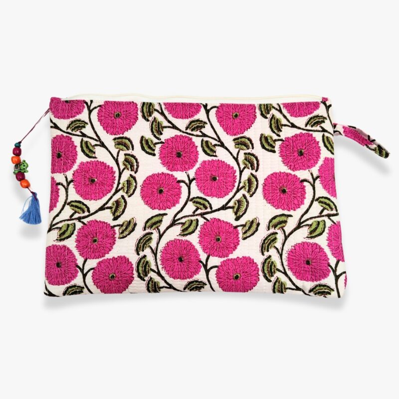 Quilted Laptop Sleeve - Floral Pink