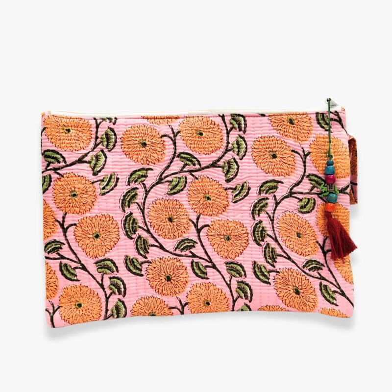 Quilted Laptop Sleeve – Orange Floral - Image 5