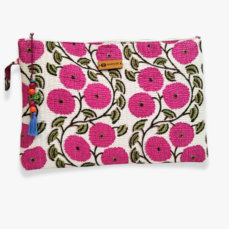 Quilted Laptop Sleeve - Floral Pink - Image 4