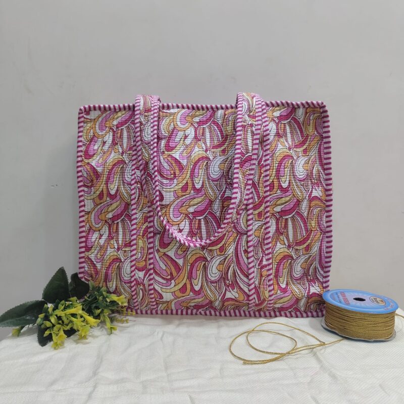 Quilted Tote Bag Medium - Abstract Pink