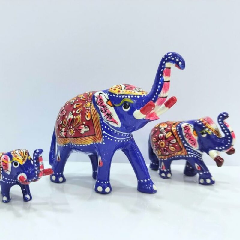 Meenakari Elephant Family