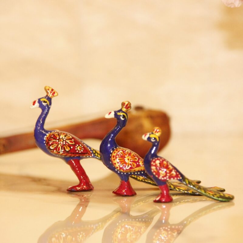 Meenakari Peacock Family