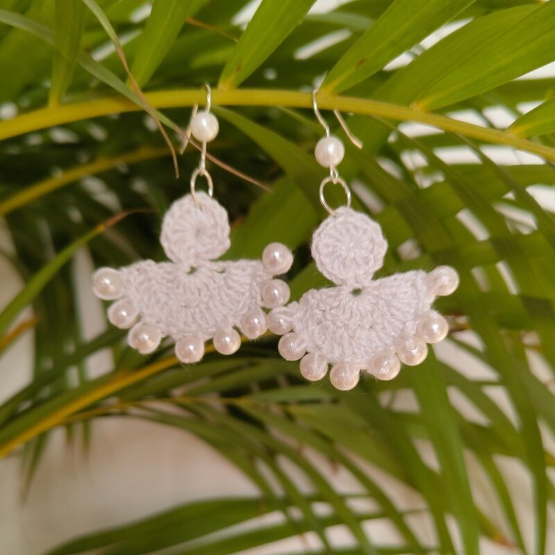 White Lamp Crochet Earrings