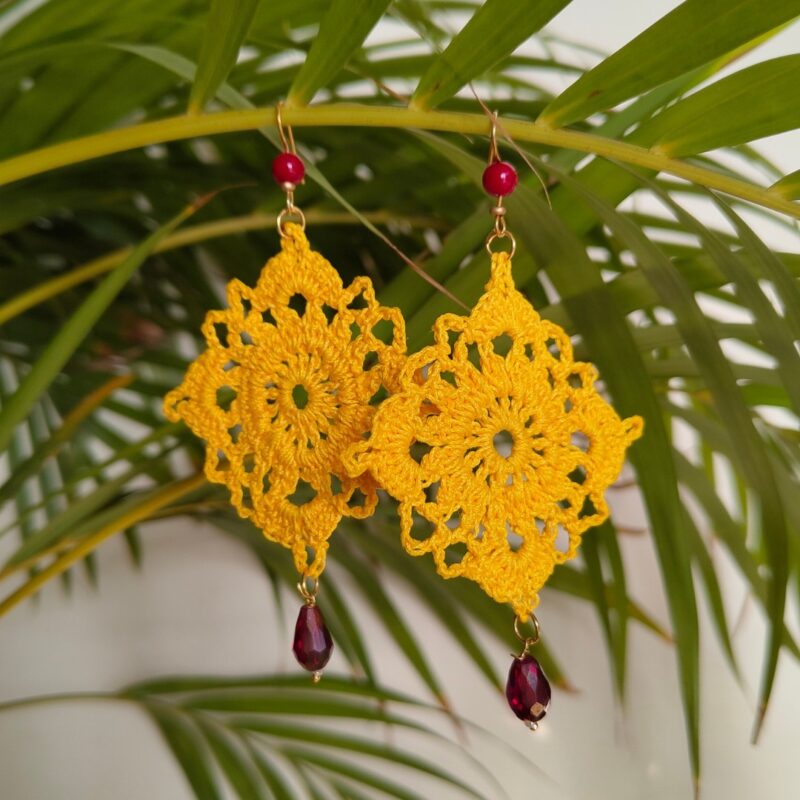 Mustard Yellow Crochet Earrings
