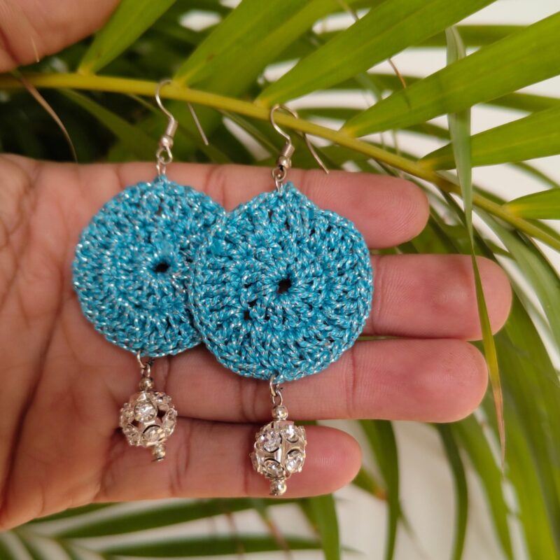 Sky Blue Crochet Earrings with Studs